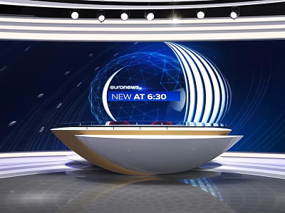 Modern News Studio Featuring Globe Background and 630 News Lighting Design 3d model