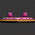 Heart Shaped Dessert with Pink Frosting and White Polka Dots Topped with Pink Rose Decorations