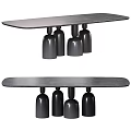Sleek Modern Black Oval Dining Table With Unique Bell Shaped Legs And Smooth Surface 3d model