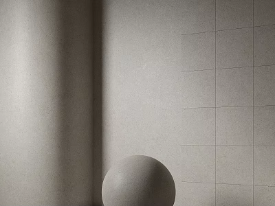 Modern Tile Wall Component Featuring Light Colored Grid Pattern And Decorative Sphere 3d model