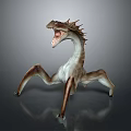 Game Movie Character Mythical Creature With Spiked Back Long Neck And Aggressive Open Mouth Stance