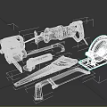 Complete Hardware Tools Set with Circular Saw Reciprocating Saw Drill and Hand Saw 3d model