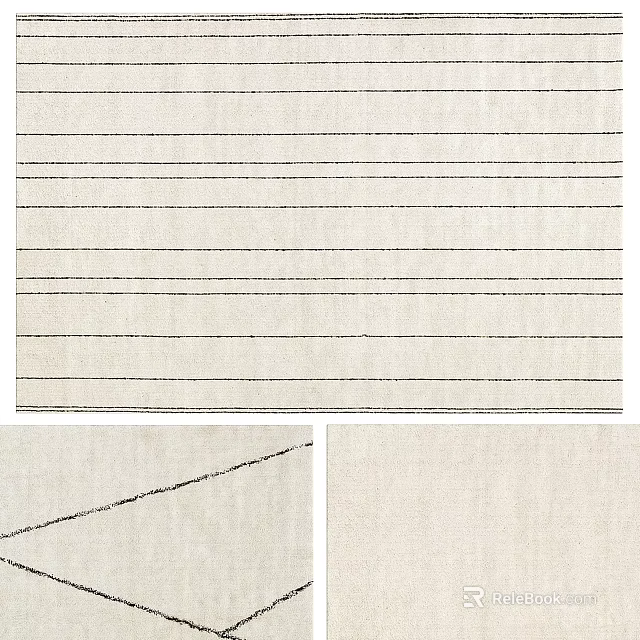 Light Toned Square Rug With Thin Stripes 3d model