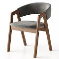 Modern Leisure Chair With Wooden Frame Gray Cushion And Curved Backrest