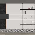 Modern bookcase bookshelf book decoration combination rubble background wall 3d model