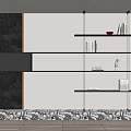 Modern bookcase bookcase bookshelf book decoration combination rubble background wall 3d model