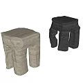 Stone stool side a few corner a few 3d model