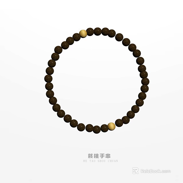 Handmade Natural Agarwood Bracelet With Dark Brown Beads And Golden Accent Beads 3d model 