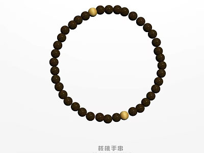 Handmade Natural Agarwood Bracelet With Dark Brown Beads And Golden Accent Beads 3d model