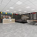 Spacious Tobacco and Liquor Store Interior With Shelves Alcohol Products And Seating Area