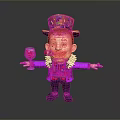 Man Wearing Purple Coat Red Vest Green Jewel Hat Holding Cigar Wine Glass Arms Outstretched