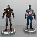 Iron Man And Captain America Action Figures With Detailed Armor Shield On Display Base
