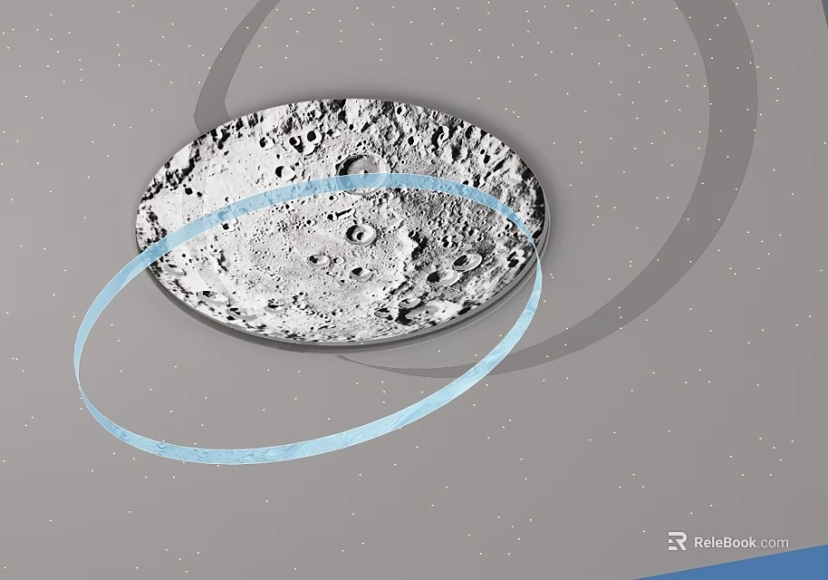 Moon Surface Pattern Wall Decor With Blue Circular Accents And Gray Background 3d model 