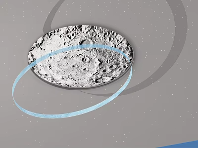Moon Surface Pattern Wall Decor With Blue Circular Accents And Gray Background 3d model