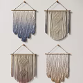 Bohemian Style Handwoven Macrame Wall Decor With Gradient And Diamond Patterns 3d model