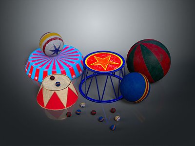 Mardi Gras Circus Carnival Chinese Day Tent Motorcycle Wheels Fireworks 3d model