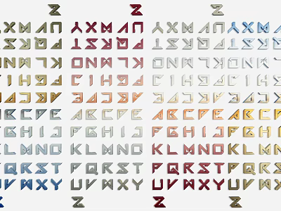 Colorful Decorative Alphabet Letters As Modern Wall Decor For Home Interior 3d model