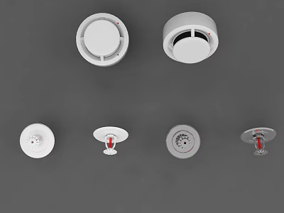 Essential Fire Safety Equipment Collection With Smoke Detectors Heat Sensors and Sprinklers 3d model