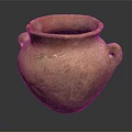 Brown Clay Pot With Two Handles And Textured Surface On Dark Background 3d model