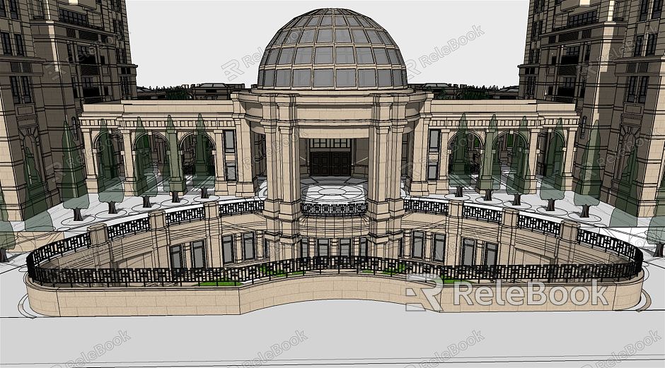 European-style gate New Asian neoclassical entrance gate wall model