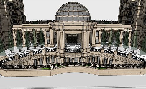 European-style gate New Asian neoclassical entrance gate wall 3d model