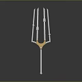 Trident Shaped Hardware Tool Featuring Long Silver Metal Rod Golden Connector and Three Prongs