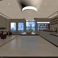 Spacious Dessert Shop Interior With Display Cases Shelves And Fresh Dessert Displays