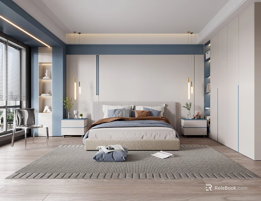 Bright Children's Room Design With Cozy Bed Bookshelf And Colorful Decor Elements 3d model 