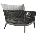 Modern Rattan Outdoor Lounge Chair With Gray Cushion And Metal Frame