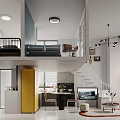Modern Loft Apartment Interior With Staircase And Open Living Area
