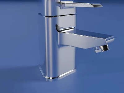 Modern Polished Chrome Faucet With Sleek Handle And Curved Spout Design 3d model