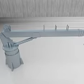 Ship's Gray Crane Arm Mechanical Structure With Base And Hook On White Background