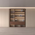 Modern Living Room Decorative Cabinet With Shelves Books And Decorative Items