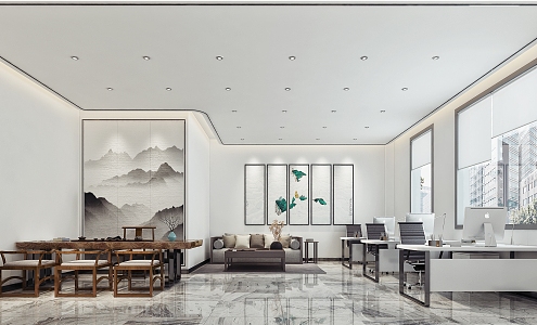 New Chinese Public Office Area Office Meeting Room 3d model