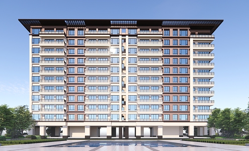 New Chinese-style Residential Building Multi-storey Residence 3d model