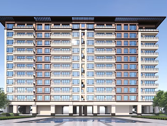 New Chinese-style Residential Building Multi-storey Residence 3d model