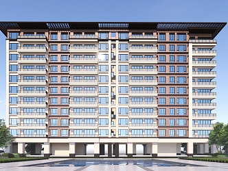 New Chinese-style Residential Building Multi-storey Residence 3d model