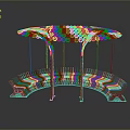 Modern Curved Architectural Structure With Hollowed Lattice Roof And Supporting Pillars
