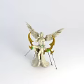 Technology Exhibition Hall Displays Angelic Sculpture With Wings Bow And Green Gold Accents