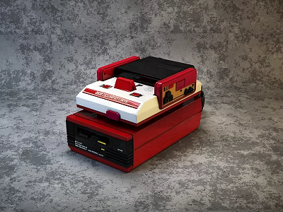 Retro Gaming Console With Red White Black Classic Design And Top Loading Slot 3d model