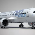 Airbus A220 Passenger Jet With White Fuselage Turbofan Engines And Landing Gear