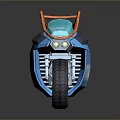 Blue And Orange Modern Motorcycle With Orange Frame Black Seat And Orange Wheels