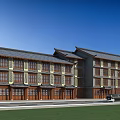 Traditional Chinese Commercial Street With Multi story Storefronts Wooden Doors Windows Tile Roofs Under Blue Sky