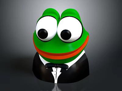 Green Frog Character Wearing Black Tuxedo With Big Eyes Orange Mouth And White Shirt Details 3d model