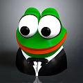 Green Frog Character Wearing Black Tuxedo With Big Eyes Orange Mouth And White Shirt Details