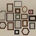 Various Shapes And Colors Picture Frames Hanging On Wall For Home Decor