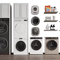 Modern Bathroom Cabinet With Laundry Storage Washing Machine Dryer And Cleaning Supplies