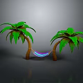 Colorful Hammock Setup Between Two Lush Green Palm Trees