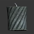 Green Twisted Pattern Candle With White Wick On Dark Background Reflection Surface