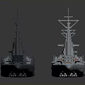 Gray And Black Ships With Antennas Upper Decks And Structural Features